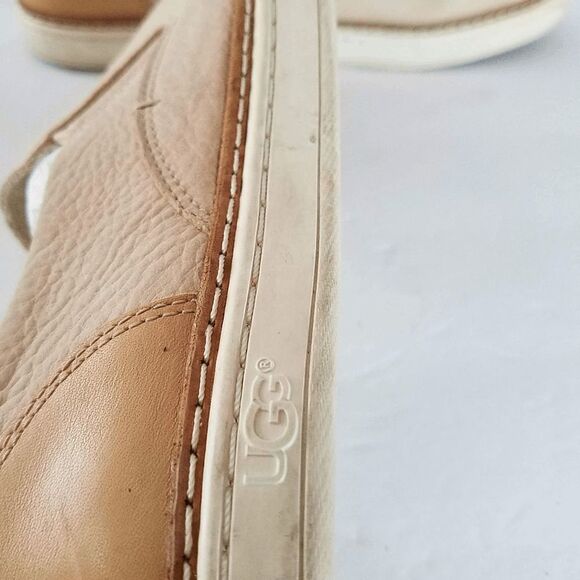 UGG Adley Tan Slip-on Pink Leather Loafer Sneaker Size 8 - Picture 4 of 8